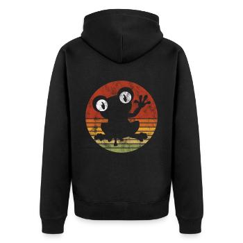 Frog Frogs Gift for Kids Funny Funny - Unisex Premium Organic Zip Hoodie - black - Back - Nico (187cm)