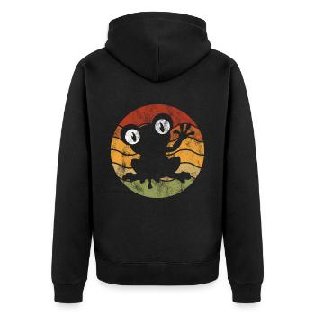 Frosch Frösche Geschenk für Kinder Lustig Witzig - Unisex Premium Bio Zip Hoodie - Schwarz - Hinten - Nico (187cm)