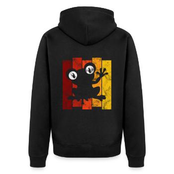 Frosch Frösche Geschenk für Kinder Lustig Witzig - Unisex Premium Bio Zip Hoodie - Schwarz - Hinten - Nico (187cm)