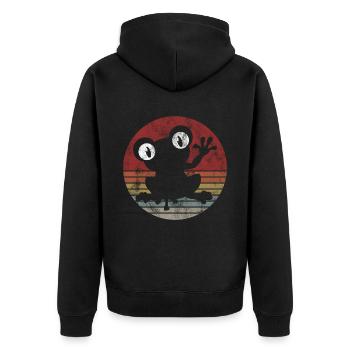 Frosch Frösche Geschenk für Kinder Lustig Witzig - Unisex Premium Bio Zip Hoodie - Schwarz - Hinten - Nico (187cm)