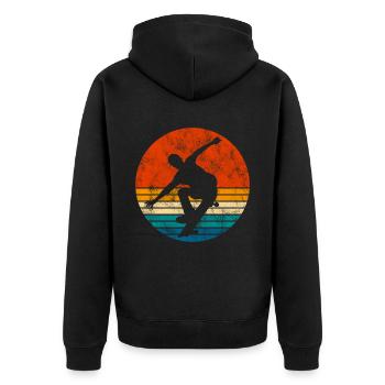 Skateboarder Skateboard Skater Skate Skateing - Unisex Premium Organic Zip Hoodie - black - Back - Nico (187cm)