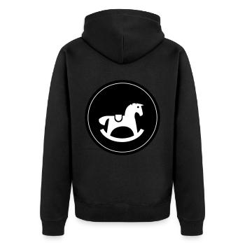 Rocking Horse Toy Baby - Unisex Premium Organic Zip Hoodie - black - Back - Nico (187cm)