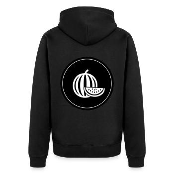 Melone Frucht - Unisex Premium Bio Zip Hoodie - Schwarz - Hinten - Nico (187cm)