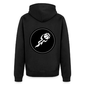 Basketball flame - Unisex Premium Organic Zip Hoodie - black - Back - Nico (187cm)