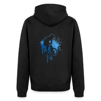 bmx jungen Herren Bike bmx Radfahren Damen - Unisex Premium Bio Zip Hoodie - Schwarz - Hinten - Nico (187cm)