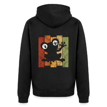 Frosch Frösche Geschenk für Kinder Lustig Witzig - Unisex Premium Bio Zip Hoodie - Schwarz - Hinten - Nico (187cm)