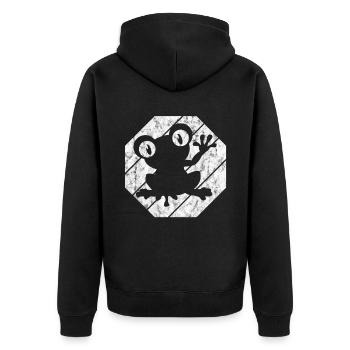 Frosch Frösche Geschenk für Kinder Lustig Witzig - Unisex Premium Bio Zip Hoodie - Schwarz - Hinten - Nico (187cm)