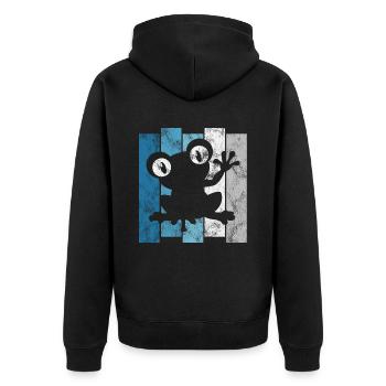 Frosch Frösche Geschenk für Kinder Lustig Witzig - Unisex Premium Bio Zip Hoodie - Schwarz - Hinten - Nico (187cm)
