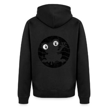 Frosch Frösche Geschenk für Kinder Lustig Witzig - Unisex Premium Bio Zip Hoodie - Schwarz - Hinten - Nico (187cm)