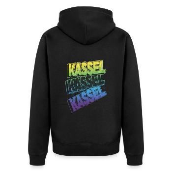 Kassel Germany City Font Skyline Home - Unisex Premium Organic Zip Hoodie - black - Back - Nico (187cm)