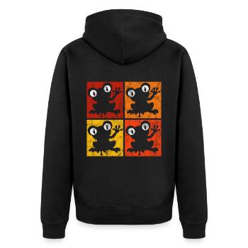 Frosch Frösche Geschenk für Kinder Lustig Witzig - Unisex Premium Bio Zip Hoodie - Schwarz - Hinten - Nico (187cm)