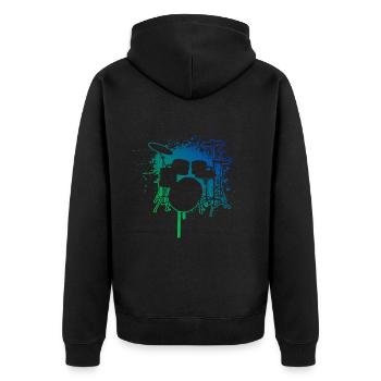 Drum Kit Drummer Playing Drums - Unisex Premium Organic Zip Hoodie - black - Back - Nico (187cm)