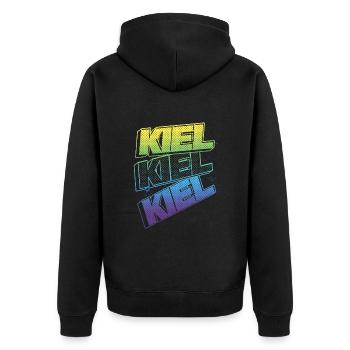Kiel Germany City Font Skyline Home - Unisex Premium Organic Zip Hoodie - black - Back - Nico (187cm)