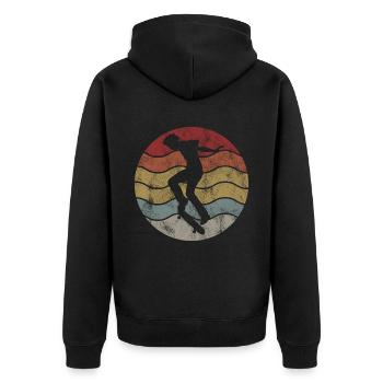 Skateboarder Skateboard Skater Skate Skateing - Unisex Premium Organic Zip Hoodie - black - Back - Nico (187cm)