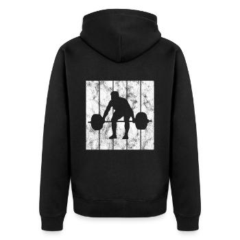 Bodybuilding Bodybuilder GYM Fitnessstudio Retro - Unisex Premium Organic Zip Hoodie - black - Back - Nico (187cm)