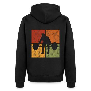 Bodybuilding Bodybuilder GYM Fitnessstudio Retro - Unisex Premium Organic Zip Hoodie - black - Back - Nico (187cm)