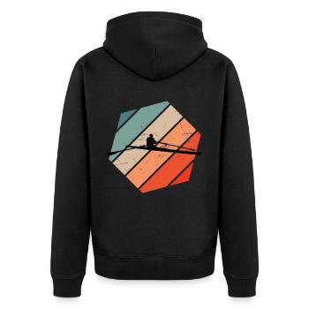 Rowing Damen Rudern Ruderer Herren - Unisex Premium Bio Zip Hoodie - Schwarz - Hinten - Nico (187cm)