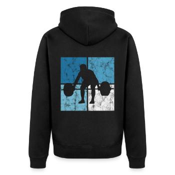 Bodybuilding Bodybuilder GYM Fitnessstudio Retro - Unisex Premium Organic Zip Hoodie - black - Back - Nico (187cm)