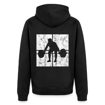 Bodybuilding Bodybuilder GYM Fitnessstudio Retro - Unisex Premium Organic Zip Hoodie - black - Back - Nico (187cm)