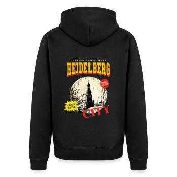 Heidelberg Allemagne City Skyline Vintage Retro - Veste à capuche bio Premium Unisexe - noir - Dos - Nico (187cm)
