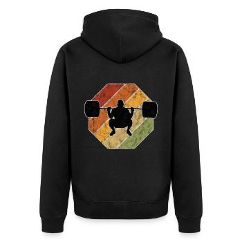 Bodybuilding Bodybuilder GYM Fitnessstudio Retro - Unisex Premium Organic Zip Hoodie - black - Back - Nico (187cm)