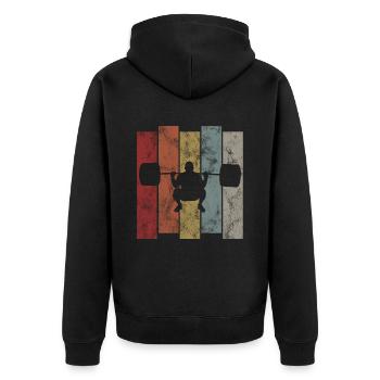 Bodybuilding Bodybuilder GYM Fitnessstudio Retro - Unisex Premium Organic Zip Hoodie - black - Back - Nico (187cm)