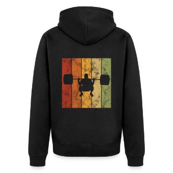 Bodybuilding Bodybuilder GYM Fitnessstudio Retro - Unisex Premium Organic Zip Hoodie - black - Back - Nico (187cm)