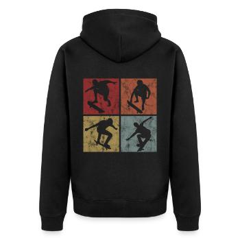 Skateboard Skateboarder Skater Skate Skateing - Unisex Premium Bio Zip Hoodie - Schwarz - Hinten - Nico (187cm)