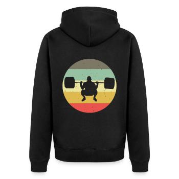 Bodybuilding Bodybuilder GYM Fitnessstudio Retro - Unisex Premium Organic Zip Hoodie - black - Back - Nico (187cm)