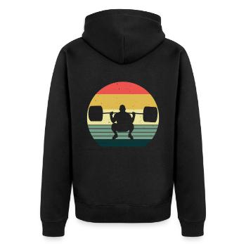 Bodybuilding Bodybuilder GYM Fitnessstudio Retro - Unisex Premium Organic Zip Hoodie - black - Back - Nico (187cm)