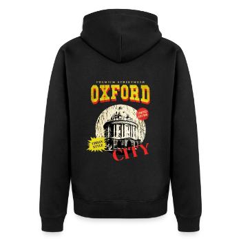Oxford Angleterre Royaume-Uni City Skyline Vintage Rétro - Veste à capuche bio Premium Unisexe - noir - Dos - Nico (187cm)