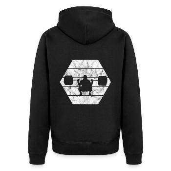 Bodybuilding Bodybuilder GYM Fitnessstudio Retro - Unisex Premium Organic Zip Hoodie - black - Back - Nico (187cm)