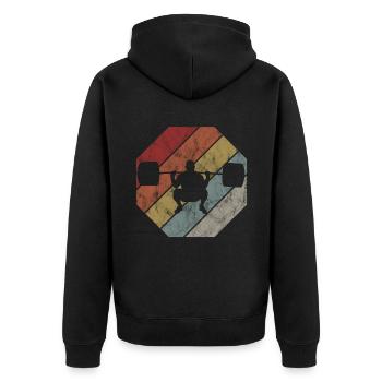 Bodybuilding Bodybuilder GYM Fitnessstudio Retro - Unisex Premium Organic Zip Hoodie - black - Back - Nico (187cm)