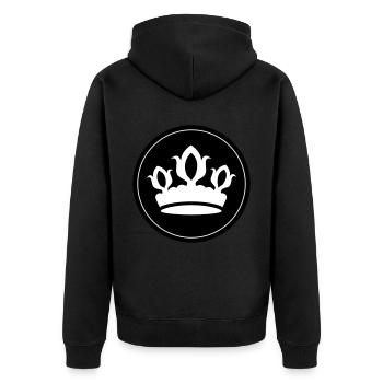Krone Silhouette - Unisex Premium Bio Zip Hoodie - Schwarz - Hinten - Nico (187cm)
