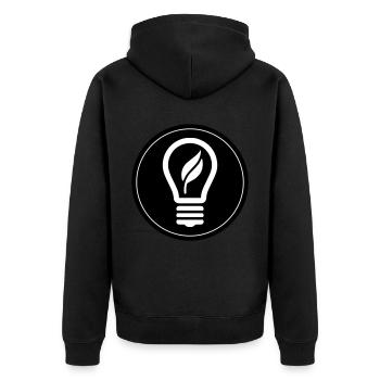Glühbirne Symbol - Unisex Premium Bio Zip Hoodie - Schwarz - Hinten - Nico (187cm)