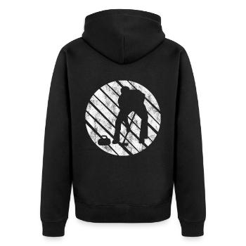 Ice Curling Curler Curling Retro Gift - Unisex Premium Organic Zip Hoodie - black - Back - Nico (187cm)