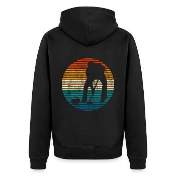 Ice Curling Curler Curling Retro Gift - Unisex Premium Organic Zip Hoodie - black - Back - Nico (187cm)