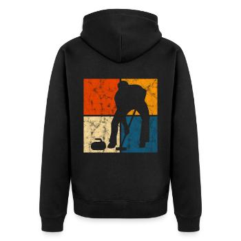 Curling sur glace Curling Retro Cadeau - Veste à capuche bio Premium Unisexe - noir - Dos - Nico (187cm)