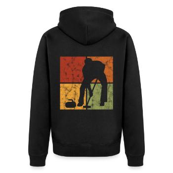 Ice Curling Curler Curling Retro Gift - Unisex Premium Organic Zip Hoodie - black - Back - Nico (187cm)