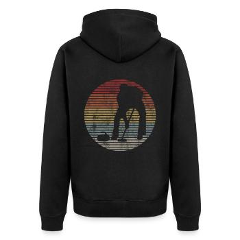 Curling sur glace Curling Retro Cadeau - Veste à capuche bio Premium Unisexe - noir - Dos - Nico (187cm)