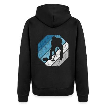 Curling sur glace Curling Retro Cadeau - Veste à capuche bio Premium Unisexe - noir - Dos - Nico (187cm)
