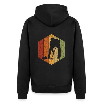 Curling sur glace Curling Retro Cadeau - Veste à capuche bio Premium Unisexe - noir - Dos - Nico (187cm)