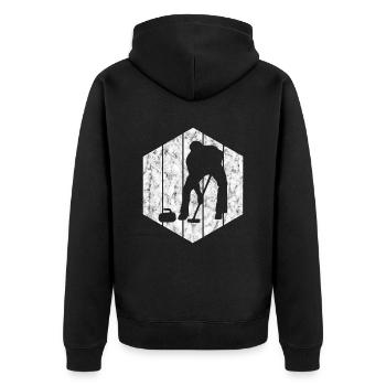 Ice Curling Curler Curling Retro Gift - Unisex Premium Organic Zip Hoodie - black - Back - Nico (187cm)