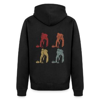 Ice Curling Curler Curling Retro Gift - Unisex Premium Organic Zip Hoodie - black - Back - Nico (187cm)