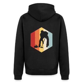 Curling sur glace Curling Retro Cadeau - Veste à capuche bio Premium Unisexe - noir - Dos - Nico (187cm)