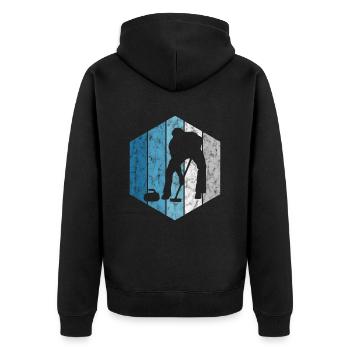 Curling sur glace Curling Retro Cadeau - Veste à capuche bio Premium Unisexe - noir - Dos - Nico (187cm)