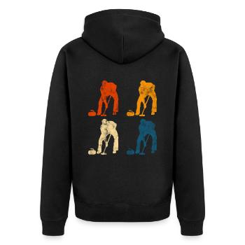 Ice Curling Curler Curling Retro Gift - Unisex Premium Organic Zip Hoodie - black - Back - Nico (187cm)