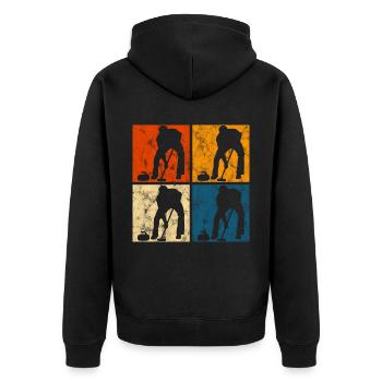 Ice Curling Curler Curling Retro Gift - Unisex Premium Organic Zip Hoodie - black - Back - Nico (187cm)