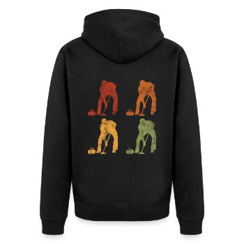 Curling sur glace Curling Retro Cadeau - Veste à capuche bio Premium Unisexe - noir - Dos - Nico (187cm)