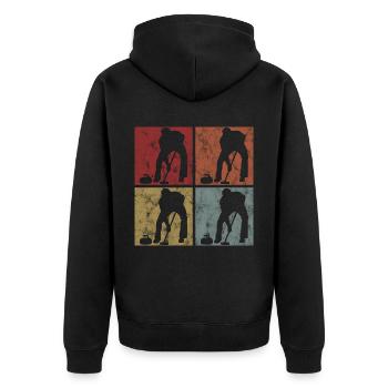 Ice Curling Curler Curling Retro Gift - Unisex Premium Organic Zip Hoodie - black - Back - Nico (187cm)